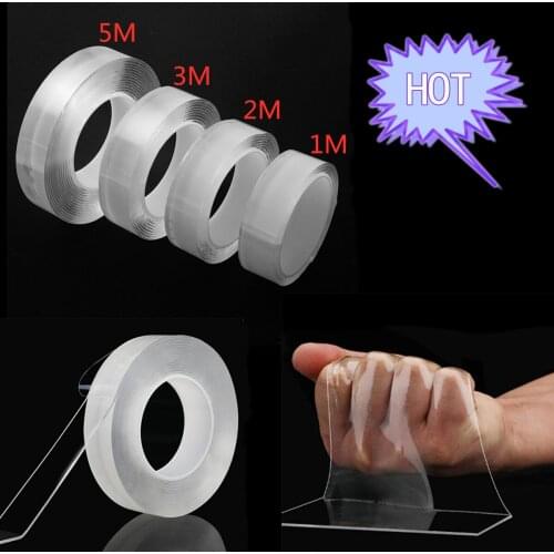 16.4ft Clear Nano Tape Double-Sided Traceless Washable Adhesive Invisible Gel