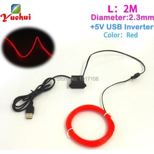 Powered By DC-5V With 2Meter 10 Colors EL Wire Tube Rope Battery Powered Flexible Neon Cold Light Car Party Wedding Decoration