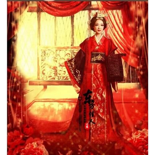 Chinese Traditional Wedding Dress Red Wedding Costume for Bride TV Play Great Empress of Han Dynasty Womens Costume