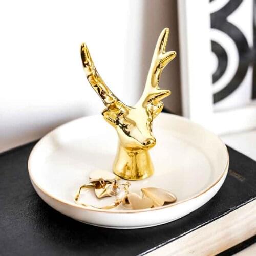 Creative Ceramic Ring Dish Holder Jewelry Organizer Trinket Tray Home Decor for Birthday Wedding Anniversary Style Theme