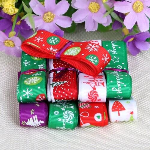 Hot Selling 10mm/15mm/25mm for choosing Grosgrain and satin High Quality Christmas Ribbon randomly 6 Yards/lot (1Yard/style)
