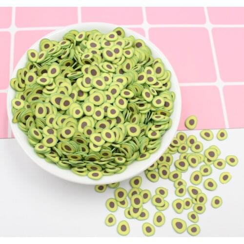 50g/lot Avocado Slices Polymer Clay Fruit Slices Sprinkles For DIY Crafts Fluffy Clear Clay Toys Decoration