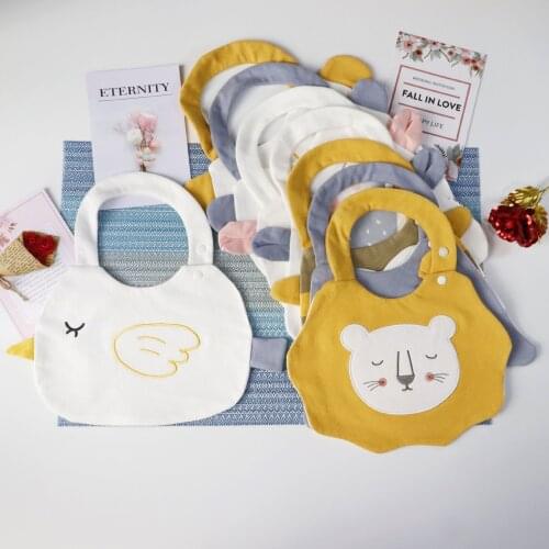 Cute Cartoon Animal Baby Bibs Lovely Fox Cat Baby Girl Boy Saliva Towel Baby Bib Soft Cotton Infant Burp Cloths Feeding Apron