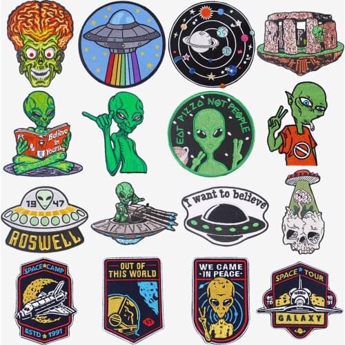 DIY Alien/UFO Patch Iron On Patches Embroidery Patch For Clothing Custom Badge Patches For Clothes Ironing On Jeans Applique