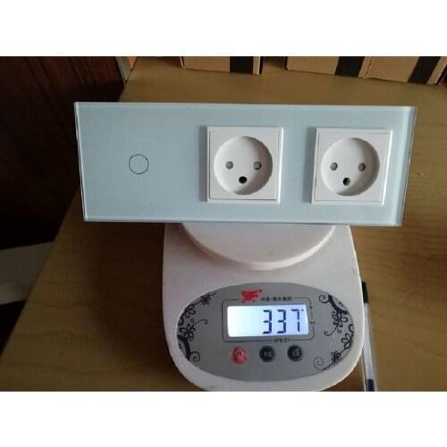 Livolo EU Standard Israel Power Socket, White Crystal Glass Panel, AC 100~250V 16A Wall Touch Switch, VL-C701/C7C2IL-11