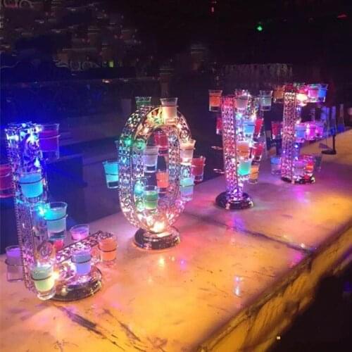 New Rechargeable Luminous Light Up LED Love shaped Cocktail Cup holder red Wine Glass Cup Holder for club bar Party Decorations