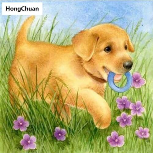 New Year Cute Puppy 5D DIY Square/Round Diamond Painting Cross Stitch Home Decor Gift Mosaic Diamond Embroidery