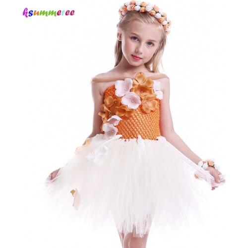 Hawaiian Style Moana Inspired Girls Tutu Dress Halloween Photo Prop Purim Kids Baby Fancy Flower Costume Handmade Tulle Dress