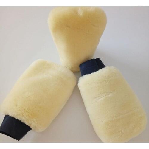 1PC Real Sheepskin Mitt Car Soft Polishing Glove Lambswool Washing Cleaning Polish Car Cleaning Washing