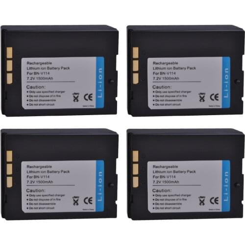 PowerTrust 4Pcs BN-V114 1550mAh BN V114 V114U Battery for JVC GR-DVP1 GR-DX100EK GR-DX45 GR-DVP3 GR-DX106 GR-DX48 GR-DVP3 Camera
