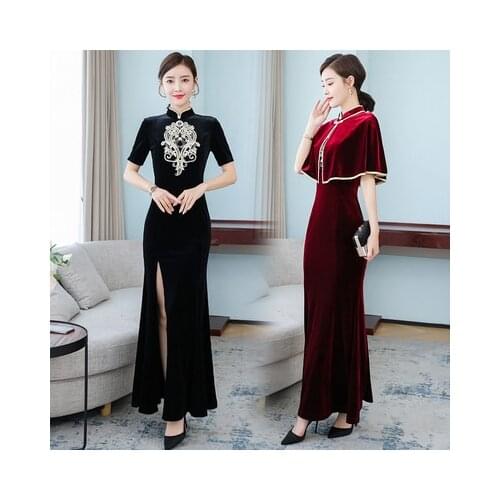 2021 traditional chinese cheongsam elegant chinese dresses sexy oriental dress qipao phoenix embroidery dress qipao cheongsam