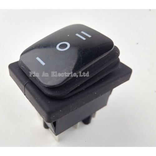 1Pcs black Waterproof 6Pin Rocker Switch 3 Position Locking ON-OFF-ON DSDT 16A/250V/ 20A 125V RL2