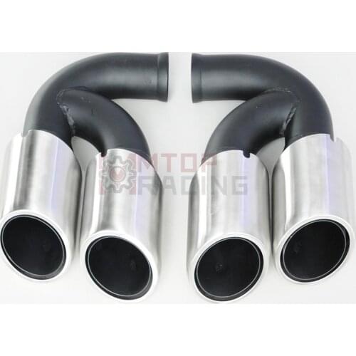 Exhaust Muffler Pipe For Porsche Cayenne V8 2011 2012 2013 2014 Short Tips Brushed Silver