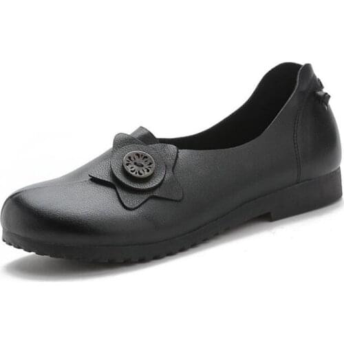 Flats For Women Comrfort Genuine Leather Flat Shoes Woman Slipony Loafers Ballet Shoes Female Moccasins Big Size