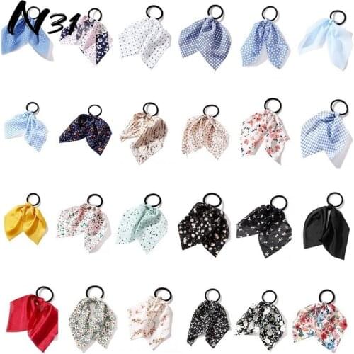 2021 Summer Floral Dot Hair Circle Classic Solid Color Hair Rope Headwear Retro Women Girls Hair Accessories Vintage Hair Tie