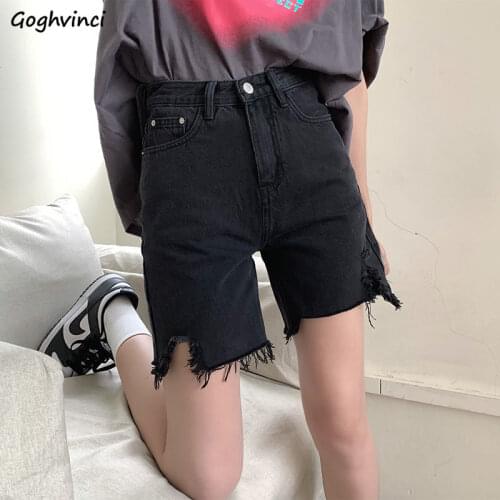 Irregular Shorts Women Slim Denim Retro Trendy Designer Streetwear Black Teenagers Korean Style Females New-arrival Summer Chic