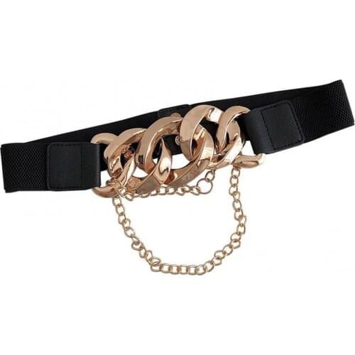 Women Fashion Elastic Waist Belt All-match Dress Waistband Metal Buckle Coat Accessories