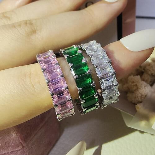 Luxury real 925 sterling silver wedding band eternity Ring for women bridal anniversary Valentines Day gift jewelry R4619