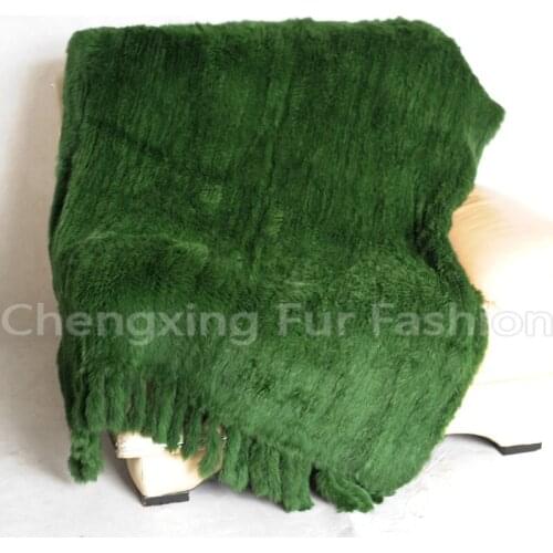 CX-D-20A Comfortable Home Throw Handmade Knit Rabbit Fur Casual Fur Blanket Sofa Bed