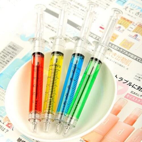 Liquid Novelty Syringe Ballpoint Pen Stationery Cute Syringe Ballpoint Pen Office Supplies Child Gift Random Color