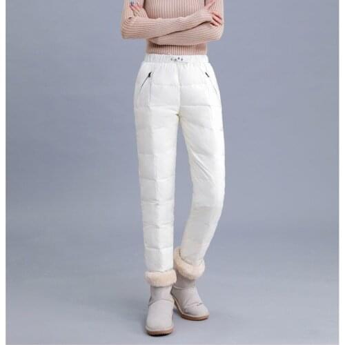 2021 Autumn Winter Lightweight Down Trousers Women High Waist Warm Thick Plus Velvet Sweatpants Korean Leisure Joker Harem Pants