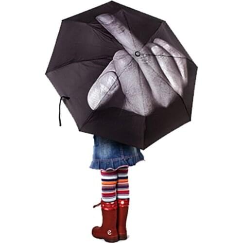 3 Fold Umbrella Creative Cool Middle Finger Umbrella Rain Women Parasol men Umbrella Impact Umbrella