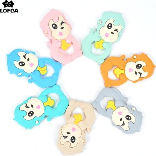 1pc Wholesale Monkey Teething Toy Funny Animal Baby Teether Food Grade Silicone Beads For Children Teething Necklace Making