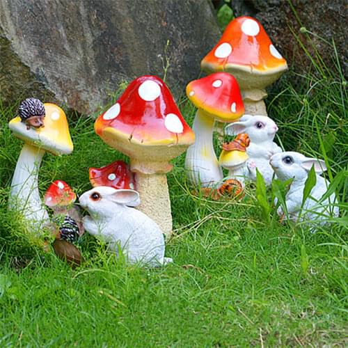 1pc Small / Large Resin Mushroom Garden Figurines Decoration Outdoor Art Garden Yard Ornament
