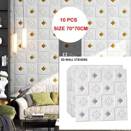 10pcs 3D Wall Sticker Wallpaper Peel and Stick Self Adhesive Wall Stickers Living Room Bedroom and Childrens Room Brick Sticker