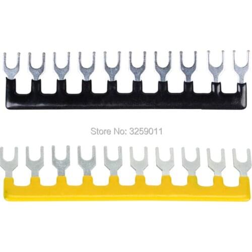 100PCS TB1510 TBD-15A 10 Positions 15A Wire Connector Pre Insulated Fork Type Barrier Spades Terminal Strip Jumper Block black