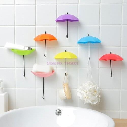 200set 3pcs/set Umbrella Shaped Creative Key Hanger Rack Decorative Holder Wall Hook Kitchen Organizer Bathroom Accessory