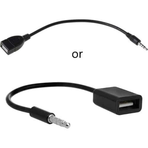 3.5mm Male AUX Audio Plug Jack To USB 2.0 Female Converter Cable Cord For Car MP3