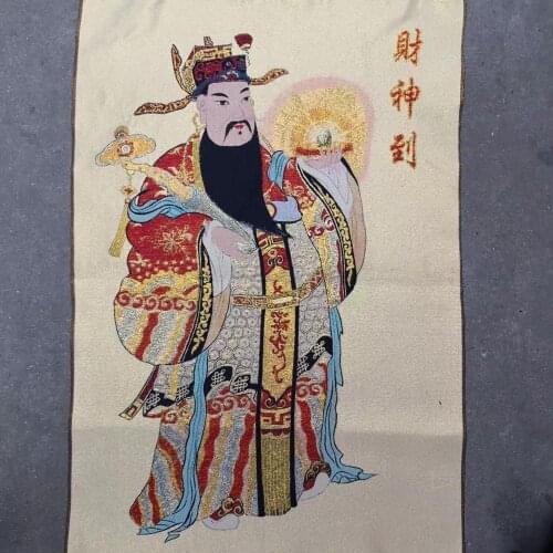 The god of wealth to the god of wealth religious Buddha tantric embroidery thangka silk embroidery tapestry thangka portrait