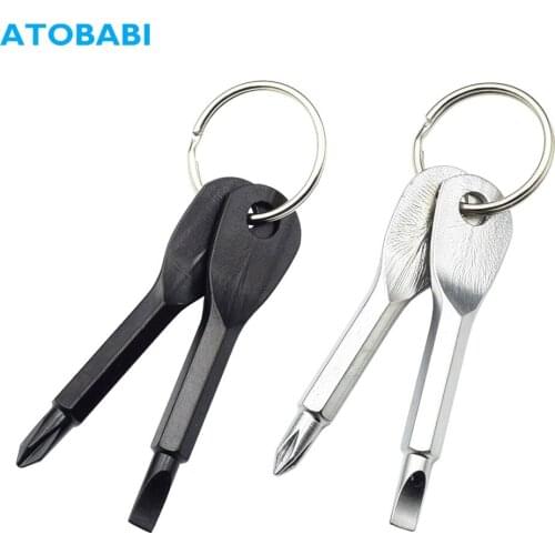 Stainless Steel Car Key Rings Outdoor Easily Carry-on Tools Phillips/Slotted Screwdriver Function Keyring Metal Keychain Holder