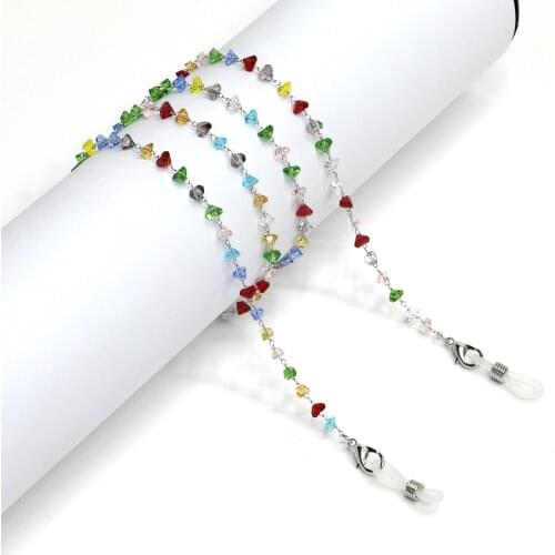 Colorful triangle crystal stainless steel chain sunglasses chain not easy to fade non-slip hanging chain glasses chain
