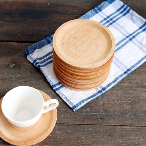 Beech kitchen table accessories Japan Style zakka wooden mats pads placemat drink coasters tea grain juice coffe dessert 14cm