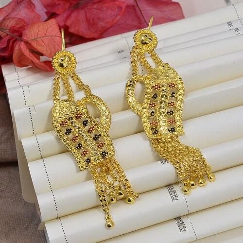 Ethiopian Dubai Arab Wedding Earrings Round Gold Color Earrings For Women Girls Natural Jewelry Wedding Earring Jewery