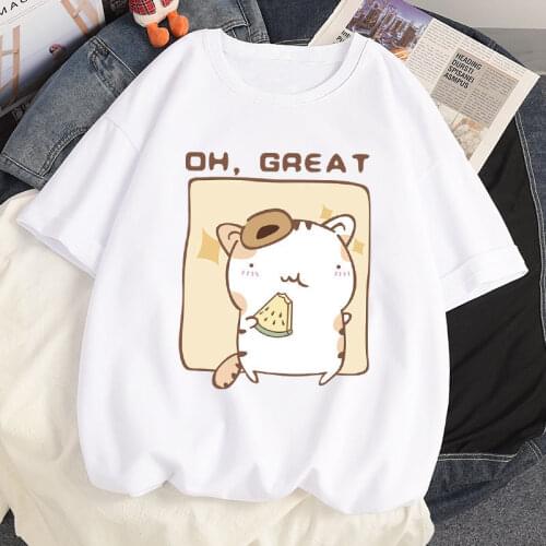 Summer Women TShirt Kawaii Anime Watermelon Hamster Harajuku Tees Ulzzang Loose Oversized T-shirt Short Sleeved T Shirt Tops Y2k