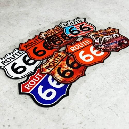 G091 6.7x7.4cm Route 66 Road Car Reflective Shield Sticker Color Safety Reflective Stickers Decals Motorcycle ATV MTB Sticker
