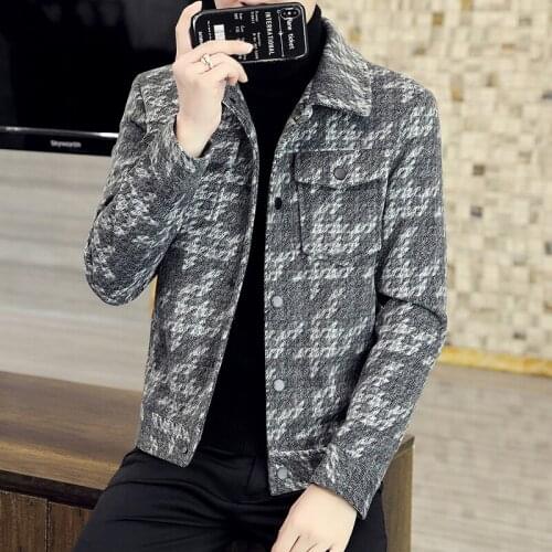 Classic Plaid Jacket Men Autumn Wool Trench Coat Jacket Outwear Casual Thicker Winter Jackets High Quality Steetwear Windbreaker