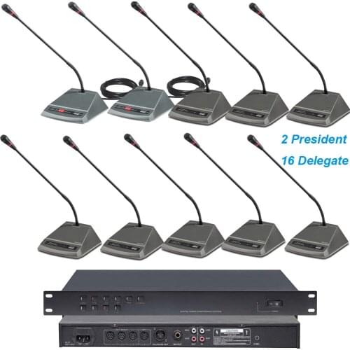 MiCWL Meeting Room 18 Gooseneck Table Microphone Conference Wired System 2 Chairman 16 Delegate Unit Mic 10m Cable
