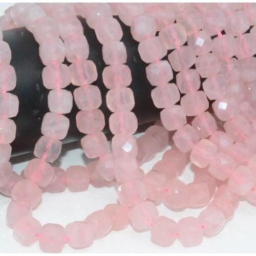 Natural Madagascar Rose Quartz Irregular Faceted Cube Beads 8.5-8.8mm