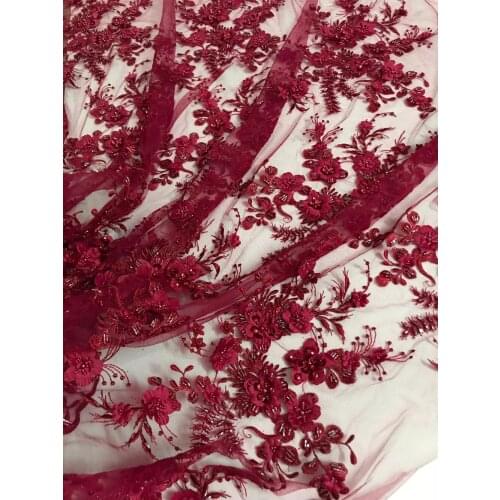 Latest S-10196 african french lace fabric 3d flower Nigerian lace fabric for wedding