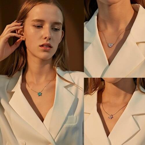 QiLuxy Fashion Resin Heart Star Butterfly Pendant Necklaces Shining Simple Choker for Women Girl Jewelry Gift