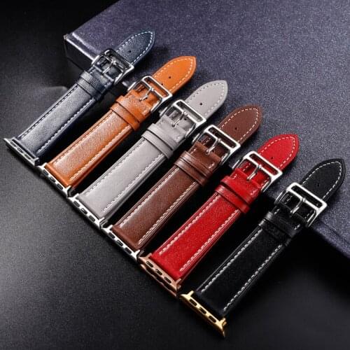 For Apple Watch Band Strap 6 5 4 3 2 1 SE Genuine Leather Watchband for Apple Watch 44mm 40mm 42mm 38mm for iWatch