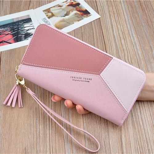 Geometric Luxury Brand Leather Wallets Women Long Zipper Coin Purses Tassel Design Clutch Wallet Female Money Credit Card Holder