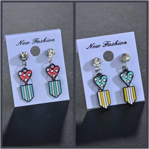 New Kawaii Cute Heart Earring Sweety Crystal Ear Stud Earring Vacation Beach personality Jewelry Resin Earrings Girls