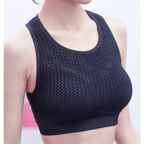 Mesh Fitness Sports Bra For Women Yoga Bra Sexy Push Up Crop Top Workout Tank Top Female Underwear Pad Running Gym Athletic Vest