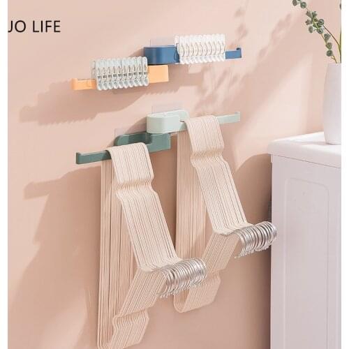 JO LIFE Foldable Multifunctional Wall-mounted Rotating Clothes Coat Hanger Storage Rack Bathroom Accessories