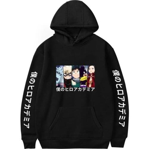 My Hero Academia Hoodies Men Sweatshirt Women Tops Fashion Autumn Comic Hip Hop Streetwear Casual Boys Girls Black Pullovers